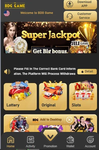 BDG Game app promotional banner