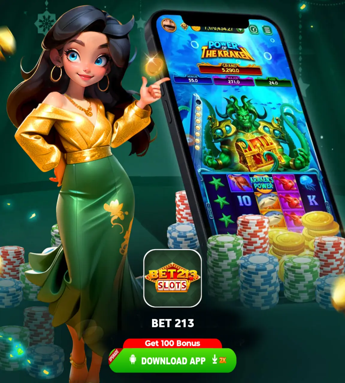 Bet 213 Slots app promotional banner