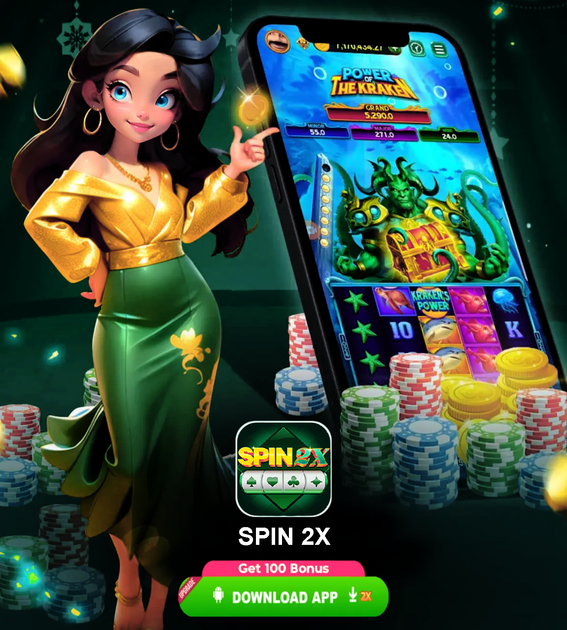 Spin 2X app promotional banner